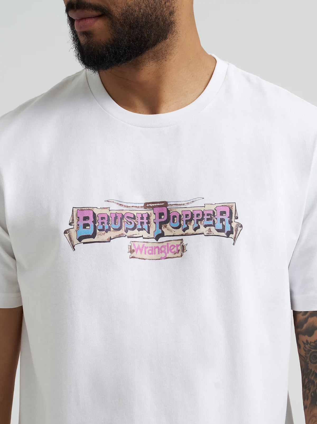 Wrangler Men's S/S Reissue Brushpopper Graphic Tee in Bright White