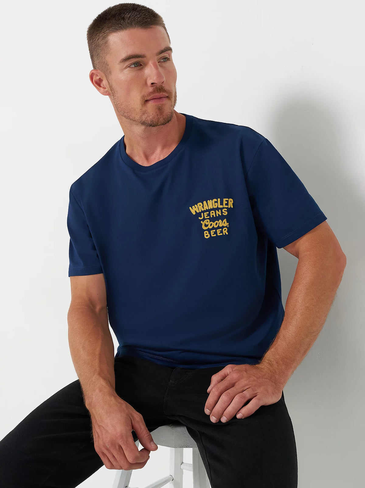 Wrangler x Coors Men's Logo T-Shirt in Navy