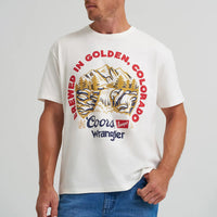 Wrangler x Coors Men's "Served Everywhere" Graphic Tee in Marshmallow
