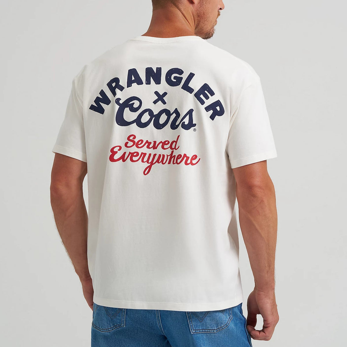 Wrangler x Coors Men's "Served Everywhere" Graphic Tee in Marshmallow