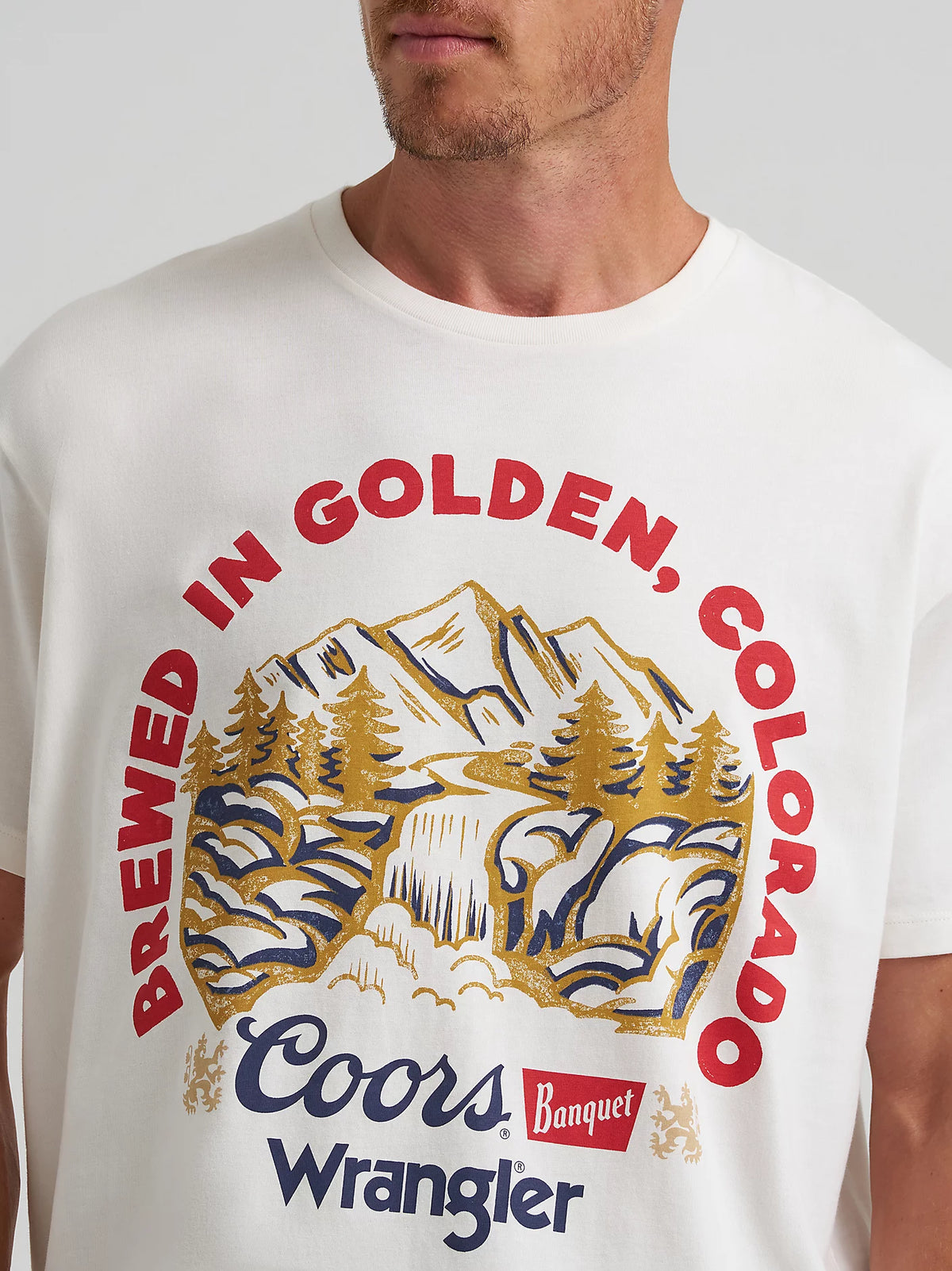 Wrangler x Coors Men's "Served Everywhere" Graphic Tee in Marshmallow