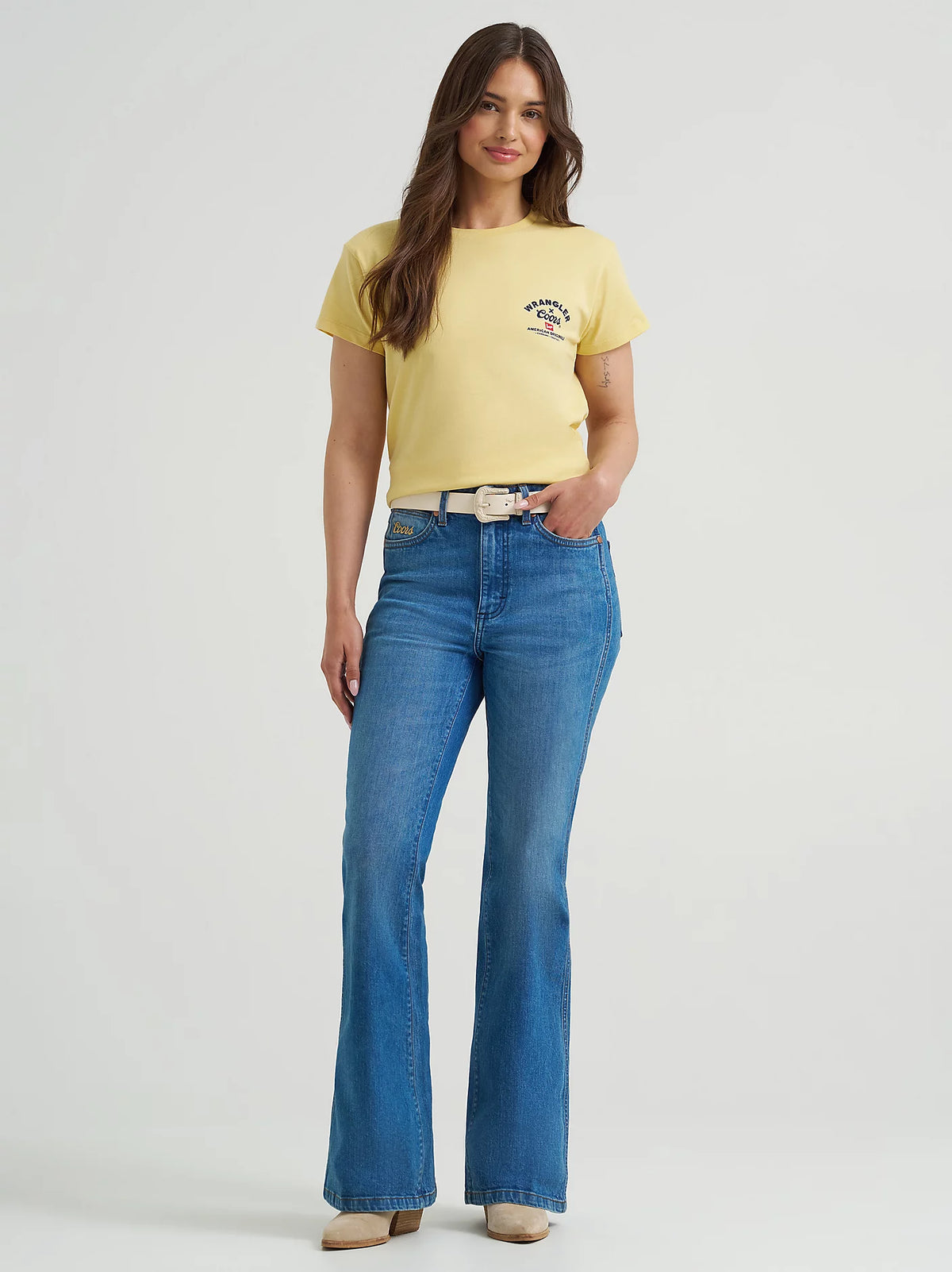 Wrangler x Coors Women's Colorado Tee in Buff Yellow