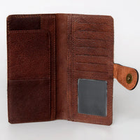 American Darling Hair-on-Hide Buckstitch Floral Tooled Leather Snap Wallet