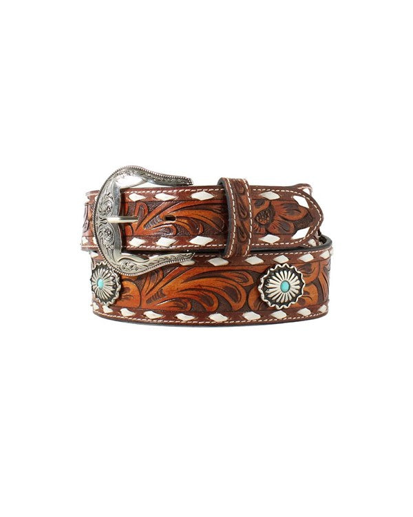 Concha Belt- Leather Nocona Women’s - M Nocona Ladies Southwestern Embroidered Round Concho Belt  main image 4
