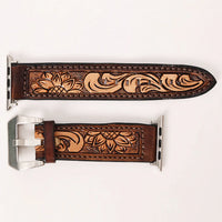 American Darling Two-Toned Floral Sunflower Tooled Leather iWatch Band