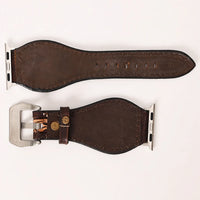 American Darling Two-Toned Floral Sunflower Tooled Tapered Leather iWatch Band