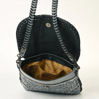 American Darling Leather Floral Tooled Crossbody Bag in Grey