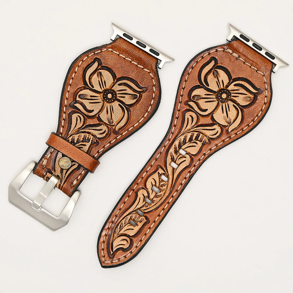American Darling Tooled Leather Apple Watch Band Brown Floral 42mm 44mm 45mm NEW 61fA1EX6JYL._AC_SY300_QL30_.jpg main image 4