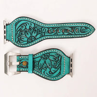 American Darling Turquoise Floral Sunflower Tooled Tapered Leather iWatch Band