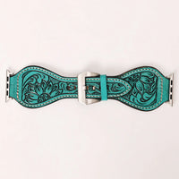 American Darling Turquoise Floral Sunflower Tooled Tapered Leather iWatch Band