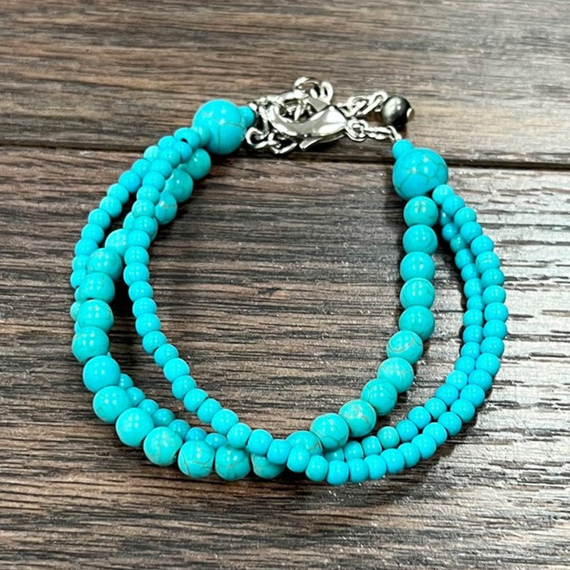 Three strand Turquoise Adjustable Bracelet