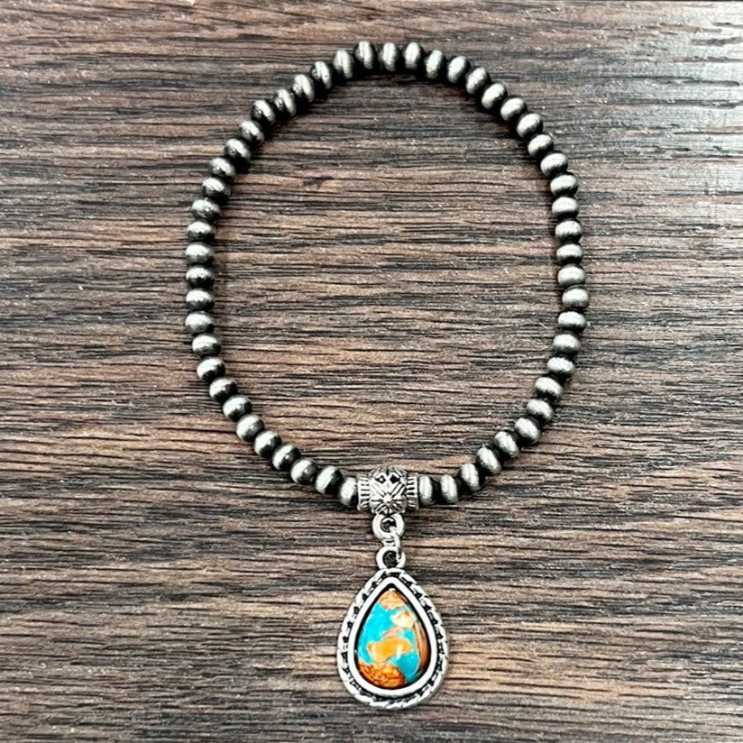 Navajo Pearl Gemstone Stretch Bracelet