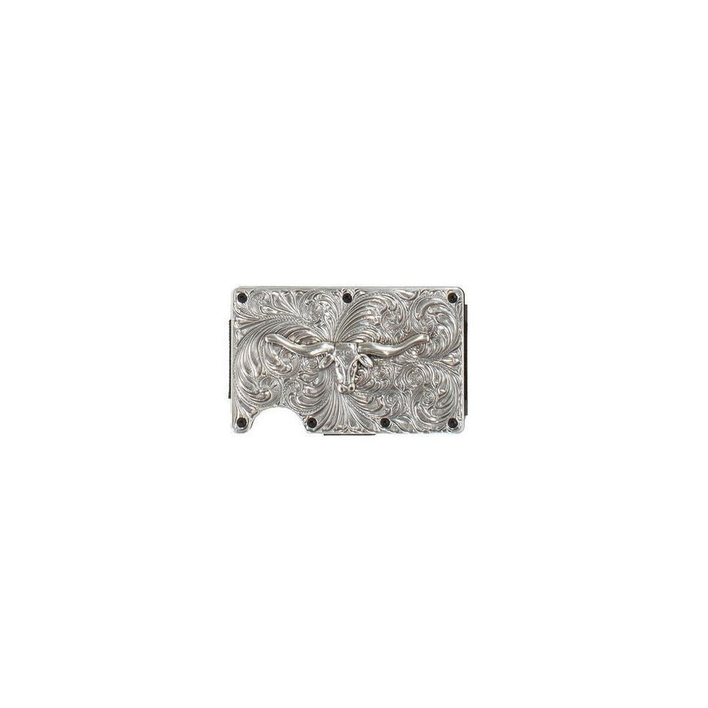 3D Men's RFID Block Steer Head Utility Wallet in Silver