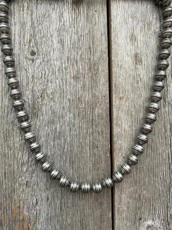 J Forks 8mm Nickel Silver Oxidized Bead Necklace - 20"