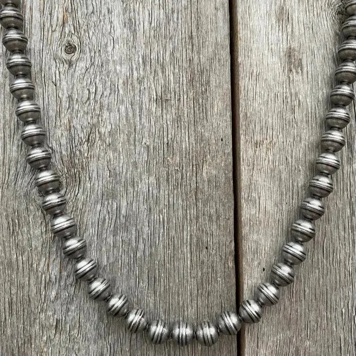 J Forks 8mm Nickel Silver Oxidized Bead Necklace - 16"
