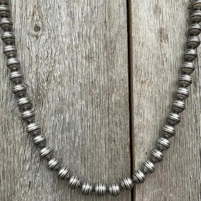 J Forks 8mm Nickel Silver Oxidized Bead Necklace - 20"