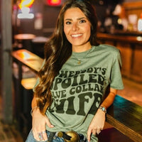 Women's Spoiled Blue Collar Wife Wordy Tee in Sage