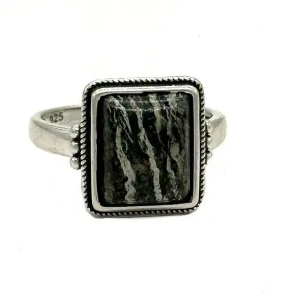 Sterling Silver Green Zebra Jasper Ring