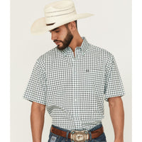 Cinch Men's S/S Arenaflex Geometric Print Western Button Down Shirt in Light Blue