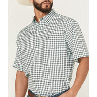 Cinch Men's S/S Arenaflex Geometric Print Western Button Down Shirt in Light Blue