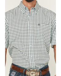 Cinch Men's S/S Arenaflex Geometric Print Western Button Down Shirt in Light Blue