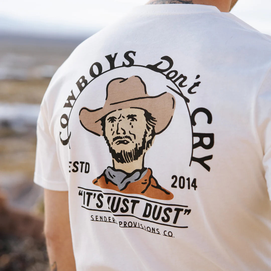 Sendero Provisions Co. Men's "Cowboys Don't Cry" Graphic T-Shirt in Vintage White