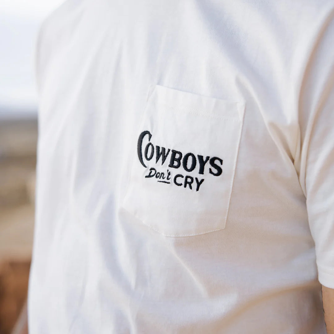 Sendero Provisions Co. Men's "Cowboys Don't Cry" Graphic T-Shirt in Vintage White
