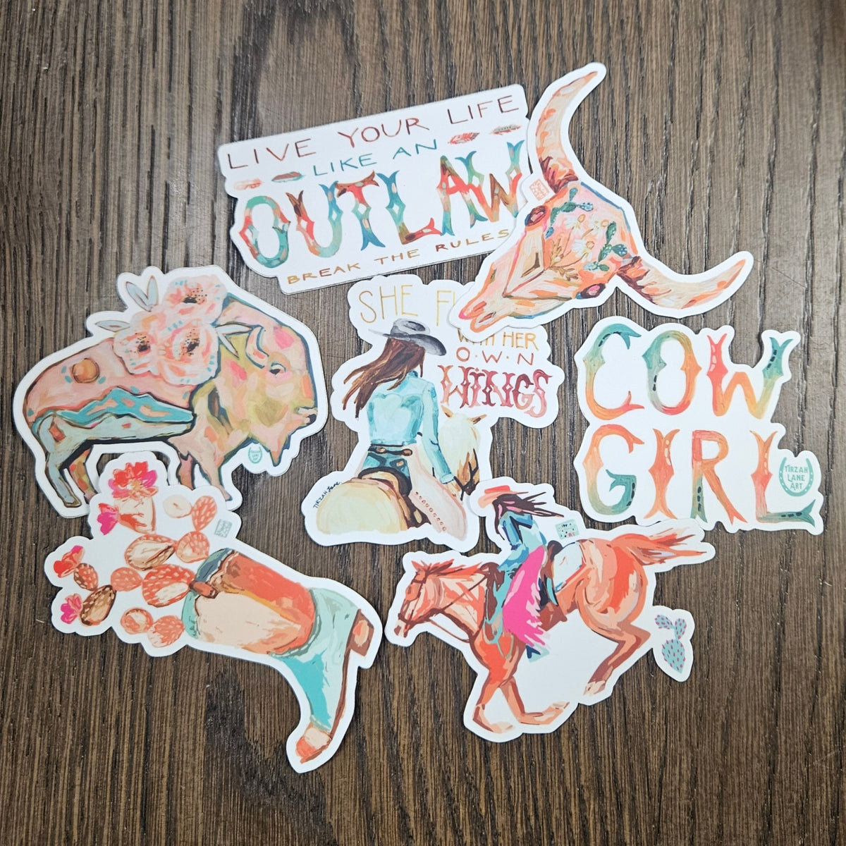 Cowgirl Stickers by Tirzah Lane Art