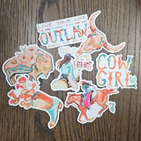 Cowgirl Stickers by Tirzah Lane Art