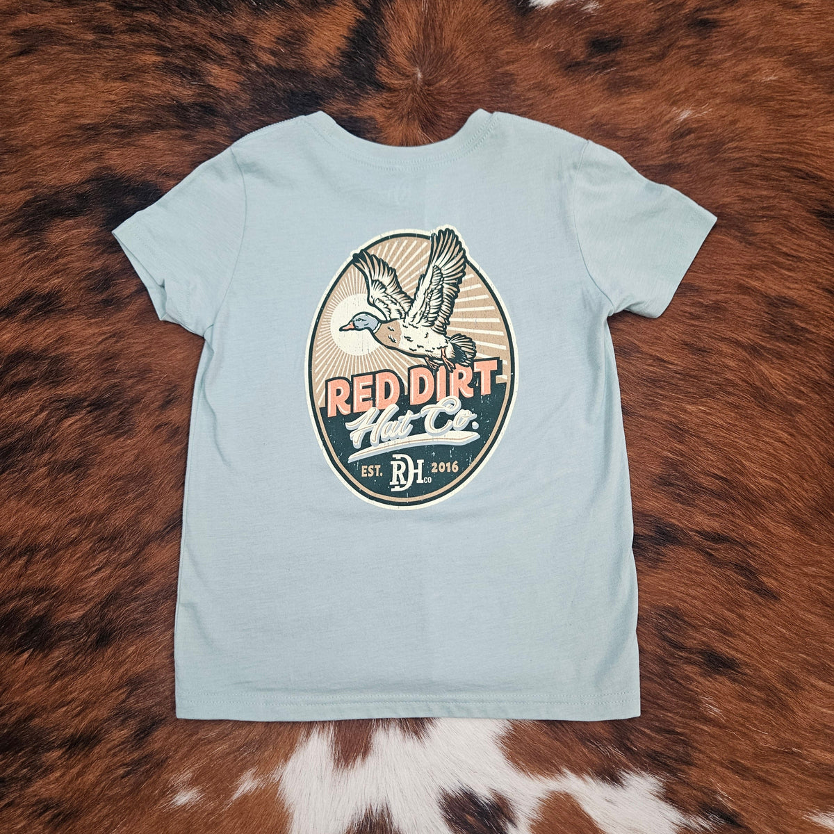 Red Dirt Hat Co. Youth "Big Duck Energy" Graphic Tee in Dusty Blue