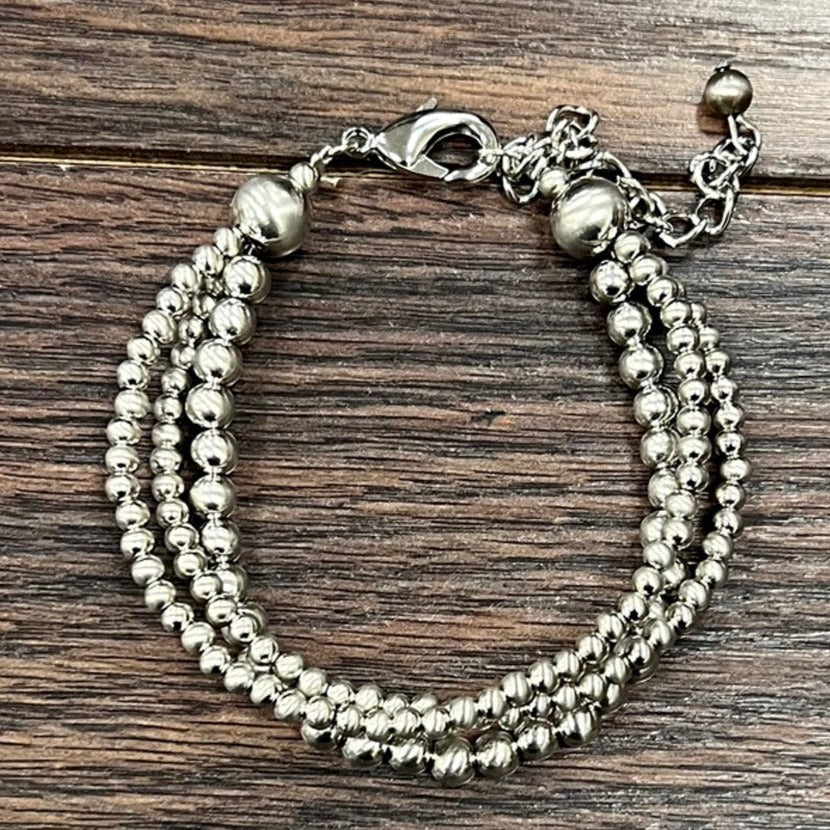Three Strand Silver Navajo Pearl Bracelet