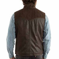 Scully Men's Quilted Leather Vest in Brown
