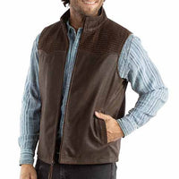 Scully Men's Quilted Leather Vest in Brown