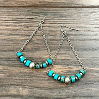 Rondelle Gemstone & Silver Pearl Bar Earrings (3 Gemstone Variants Available)