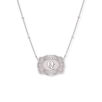 Spurwest Mini Belt Buckle Initial Necklace in Silver
