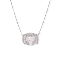 Spurwest Mini Belt Buckle Initial Necklace in Silver