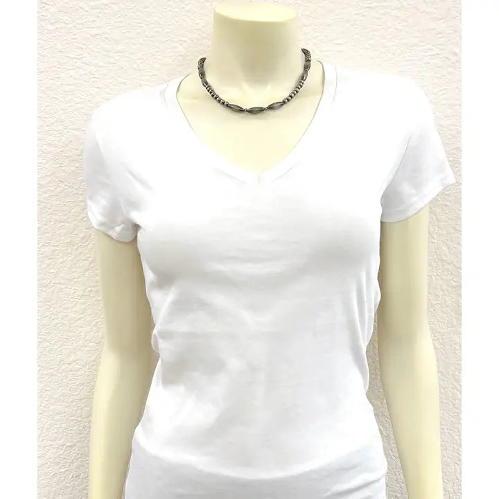 15" Handmade Elongated Navajo Inspired Beaded Necklace