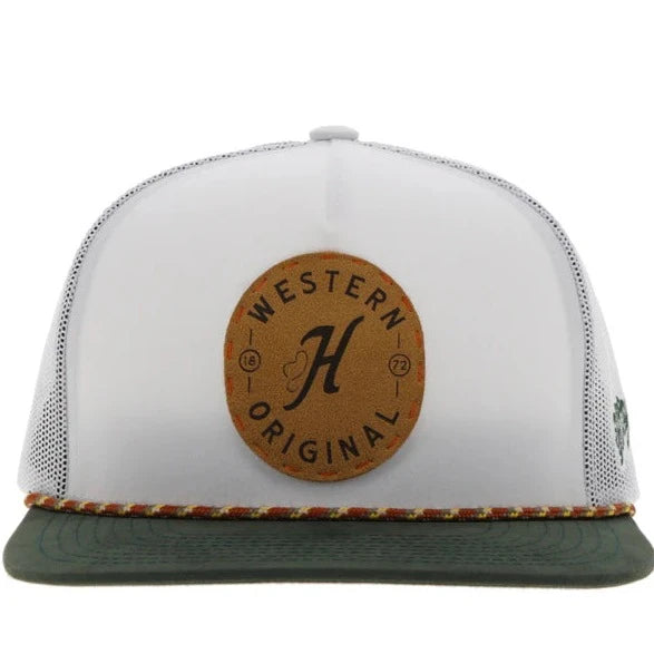 Hooey "Spur" Rope Trucker Hat in White & Forest Green