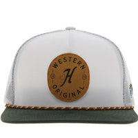Hooey "Spur" Rope Trucker Hat in White & Forest Green