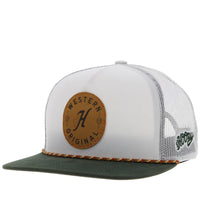 Hooey "Spur" Rope Trucker Hat in White & Forest Green