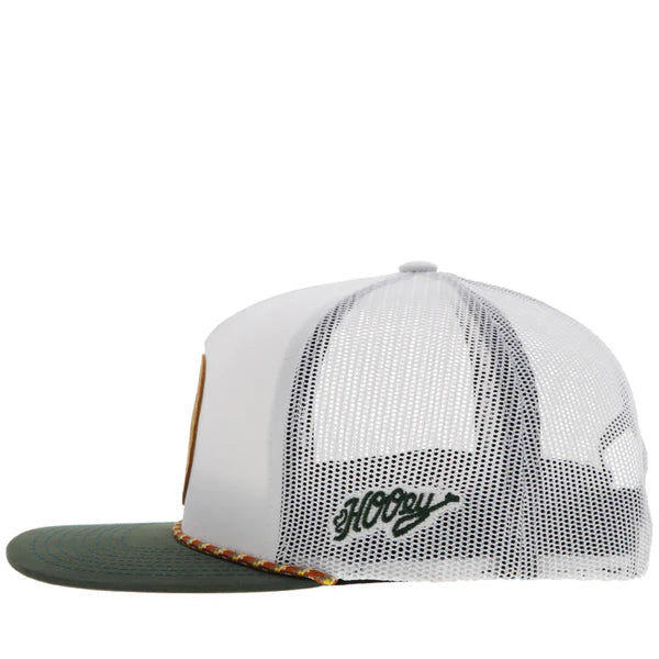 Hooey "Spur" Rope Trucker Hat in White & Forest Green