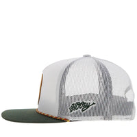 Hooey "Spur" Rope Trucker Hat in White & Forest Green