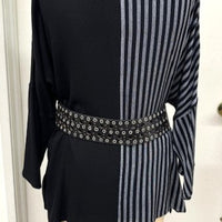 Women's Rivet Leather Fashion Belt in Black