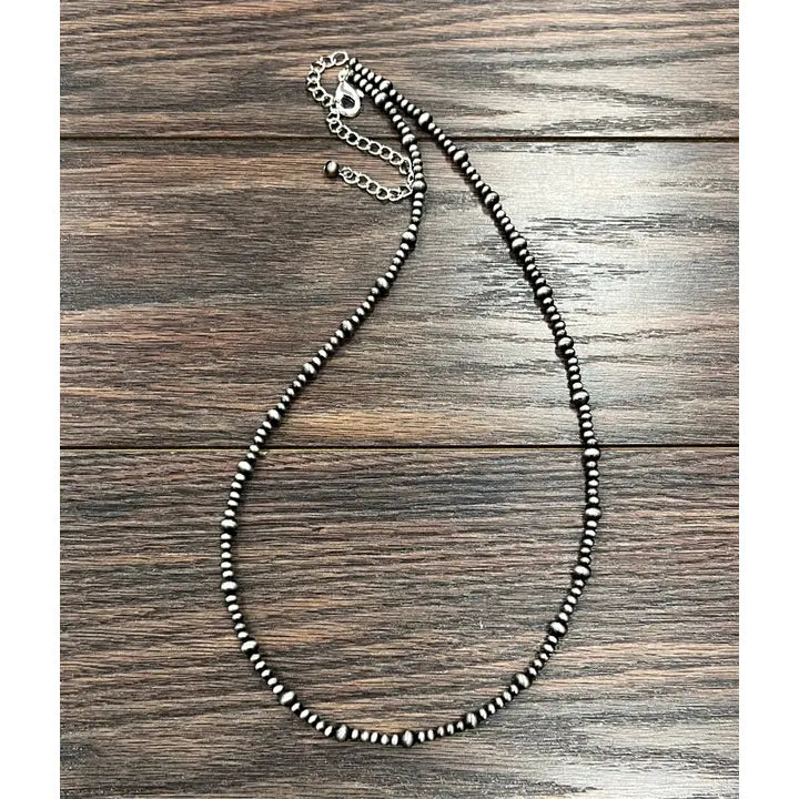 26" Silver Navajo Inspired Bead Necklace