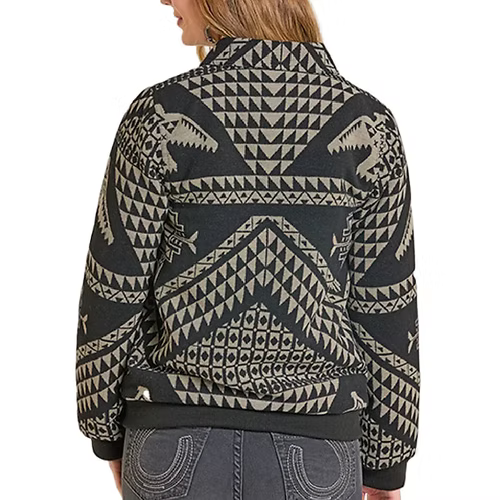 Powder River Outfitters Women's Aztec Bomber Jacket in Black