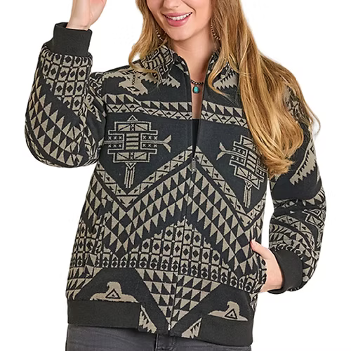 Powder River Outfitters Women's Aztec Bomber Jacket in Black