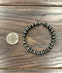 Silver Saucer Navajo Pearl Hoop Earrings