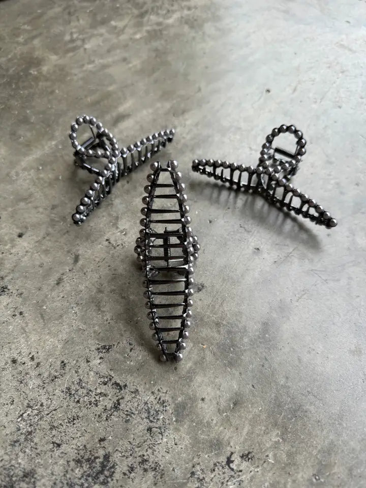 Silver Pearl Inspired Western Claw Clip