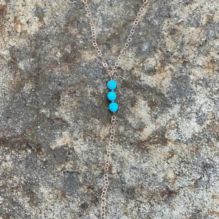 J Forks Triple Creek Turquoise Bronze Lariat Chain Necklace