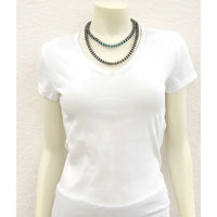 22" Two Strand Turquoise Rondelle Navajo Inspired Bead Necklace